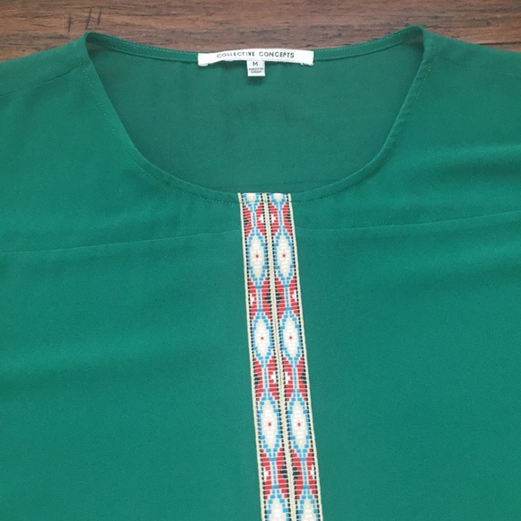 Green Short Sleeve Blouse - Picture 2 of 4